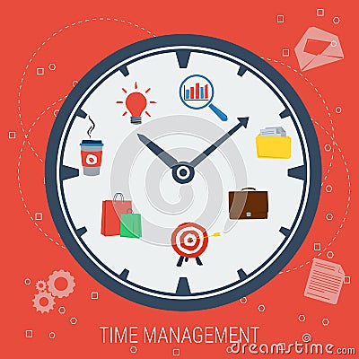 Clock - concept time management Cartoon Illustration