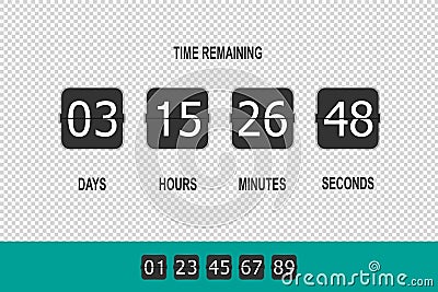 Clock Counter, Timer Flip Countdown, Time Remaining Countdown - Vector Illustration - Isolated On Transparent Background Vector Illustration