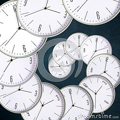 Clock on a dark background. Concept lack of time. Accuracy. lateness. Stock Photo