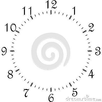 Clock dial black sparcles signs with rounded corners vertical big numbers Vector Illustration