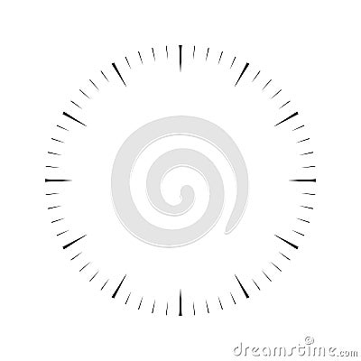 Clock face. Blank hour dial. Wedges mark minutes and hours. Simple flat vector illustration Vector Illustration