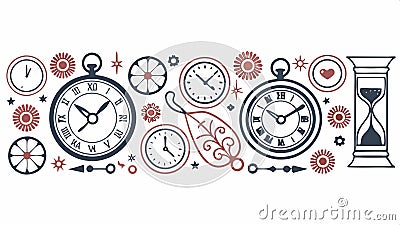 Clock face border, timekeeping frame and watch design vector design Generative AI Vector Illustration