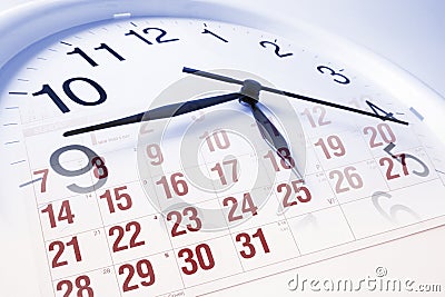 Clock Face and Calendar Stock Photo