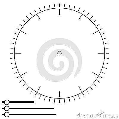 Clock face round. Design for men. Blank display dial of mechanic Vector Illustration