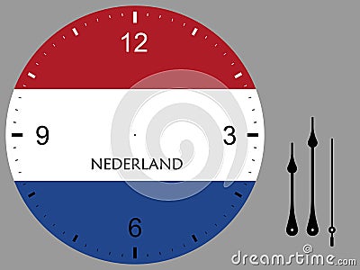 Clock Face with theme of flag of Netherlands Stock Photo