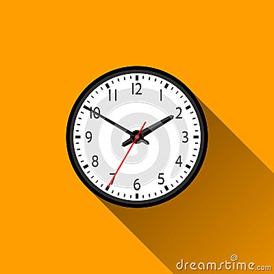 Clock Flat Icon with Long Shadow, Vector Illustration Vector Illustration