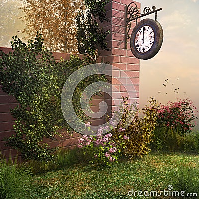 Clock in the garden Stock Photo