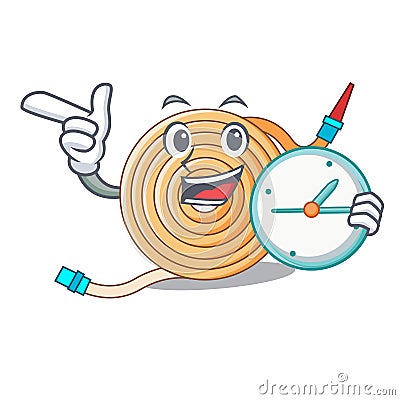 With clock garden water hose cartoon Vector Illustration