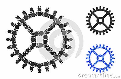 Clock gear Composition Icon of Round Dots Vector Illustration