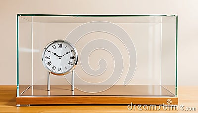 Clock in glass case timekeeping device display timepiece measurement tool Generative AI Stock Photo