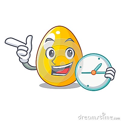 With clock golden eggo on isolated image mascot Vector Illustration