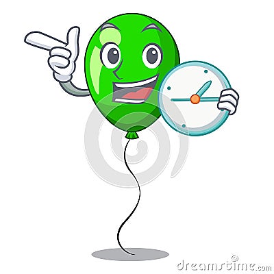 With clock green baloon on left corner mascot Vector Illustration