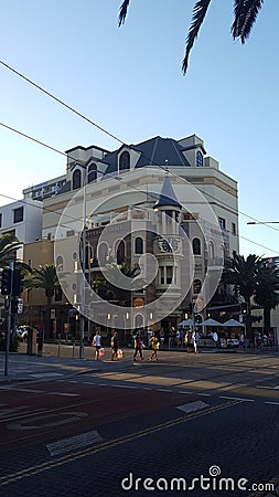 The Clock Hotel, interesting hotel with a chiming clock tower in Surfers Paradise, Queensland Editorial Stock Photo