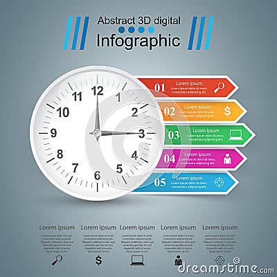 Clock icon. Business infographics. Vector Illustration