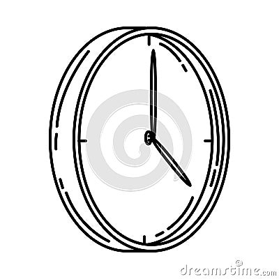 Clock Icon. Doodle Hand Drawn or Outline Icon Style Vector Illustration