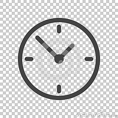 Clock icon, flat design. Vector illustration on isolated background. Vector Illustration