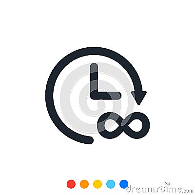Clock icon and infinity symbol,Analog clock,Vector and Illustration Vector Illustration