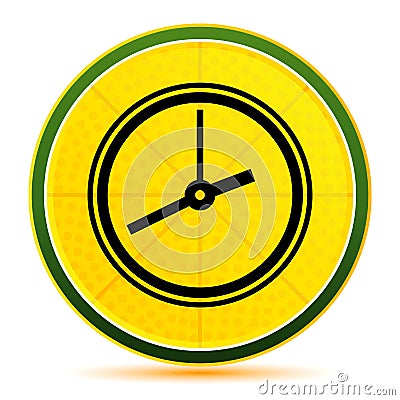 Clock icon lemon lime yellow round button illustration Cartoon Illustration
