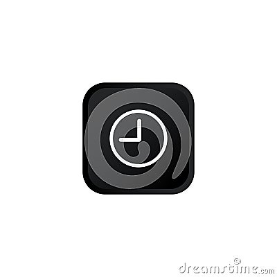 Clock icon modern button for web or appstore design black symbol isolated on white background. Vector EPS 10 Vector Illustration