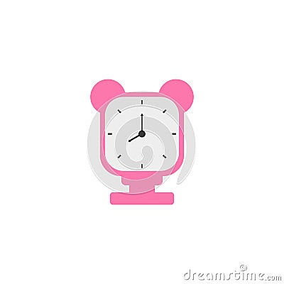 Clock icon is pink, cute clock is pink symbol Vector Illustration