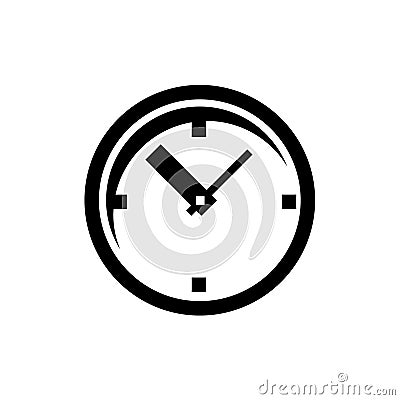 clock icon with round dial. Symbol or emblem. Vector Illustration