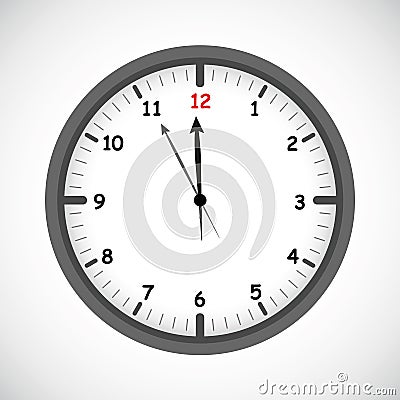 Clock icon round timer nearly twelve Vector Illustration