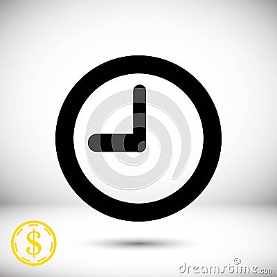 Clock icon stock vector illustration flat design Vector Illustration