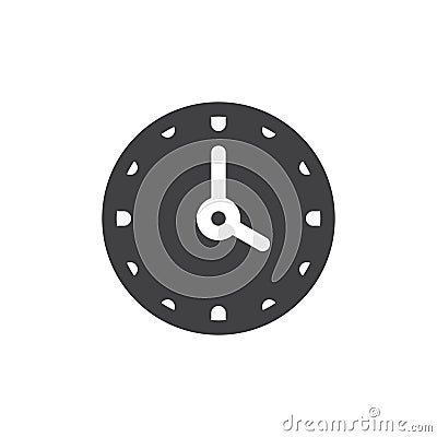 Clock icon vector, filled flat sign, solid pictogram isolated on white. Vector Illustration
