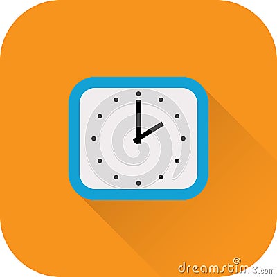 Clock icon. Vector. Flat design with long shadow. Vector Illustration