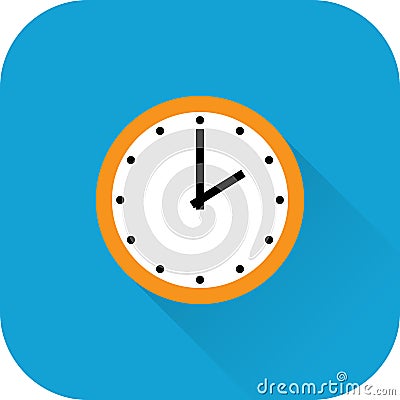 Clock icon. Vector. Flat design with long shadow. Vector Illustration