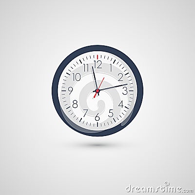 Clock icon, vector illustration. Flat design style Vector Illustration