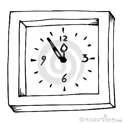 Clock icon. Vector of a wall clock. Hand drawn clock Cartoon Illustration