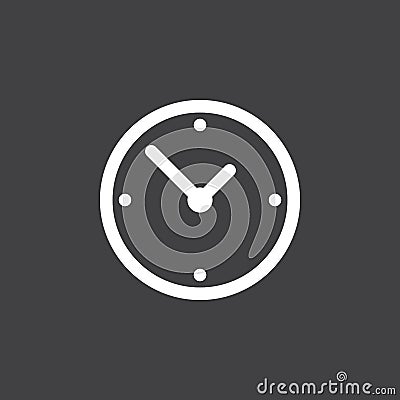 Clock icon vector isolated on black. Vector Illustration