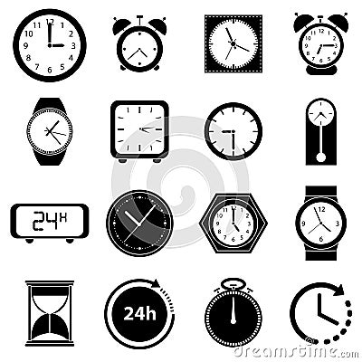 Clock icons set Vector Illustration