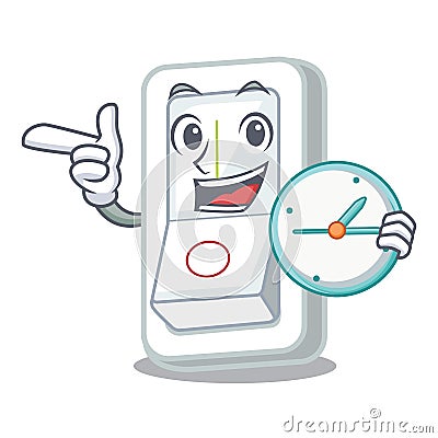 With clock light switch attaches the character wall Vector Illustration