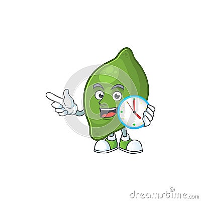 With clock lime fresh cute for cartoon mascot Vector Illustration