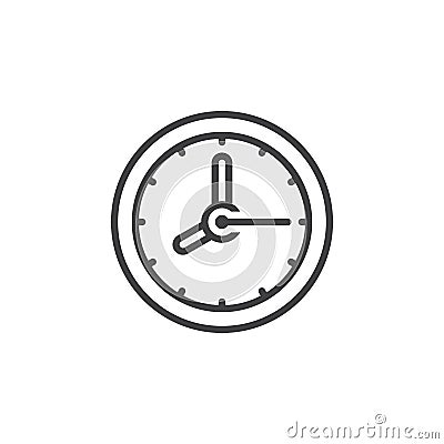 Clock line icon, outline vector sign, linear pictogram isolated Vector Illustration