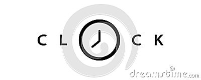 Clock logo. Time logo. Flat style Vector Illustration