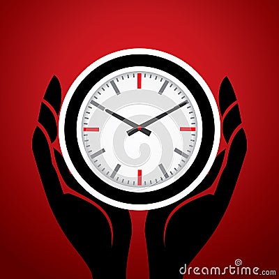 Clock in men hand Vector Illustration