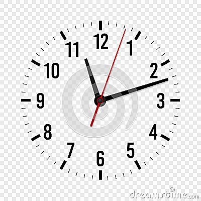 Clock mockup. Hour, minute and second hands with a time scale for modern wall office watches. 3d vector isolated Vector Illustration