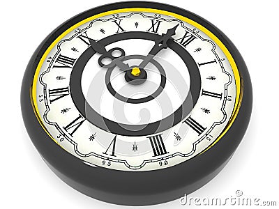 Clock. Nine o'clock. 3d Cartoon Illustration