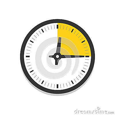 Clock with part of hour flat vector icon Vector Illustration