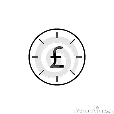 Clock, pound, deadline icon. Element of finance illustration. Signs and symbols icon can be used for web, logo, mobile app, UI, UX Vector Illustration