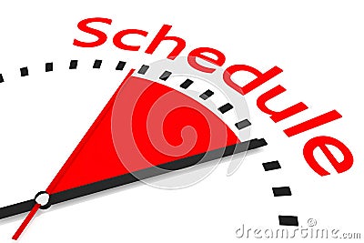 Clock with red seconds hand area schedule illustration Cartoon Illustration