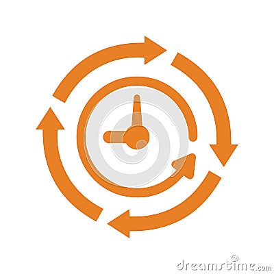 Clock, restoration, history, time icon. Orange color vector Vector Illustration