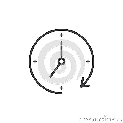 Clock and rotation arrow outline icon Vector Illustration