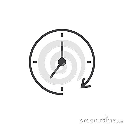 Clock and rotation arrow vector icon Vector Illustration