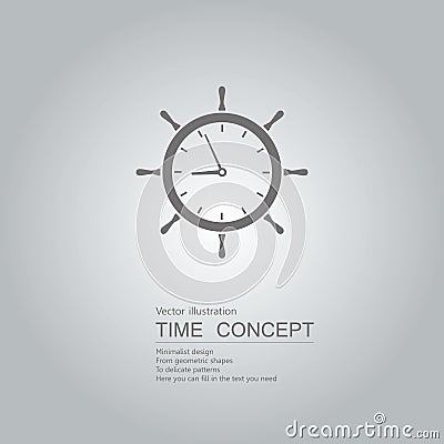 Clock rudder icon. Vector Illustration