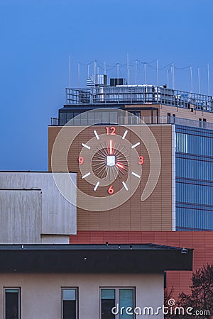 Clock in Rzeszow Editorial Stock Photo