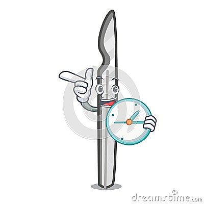 With clock scalpel character cartoon style Vector Illustration